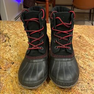 Sorel Black and Red Rain/Winter Boots